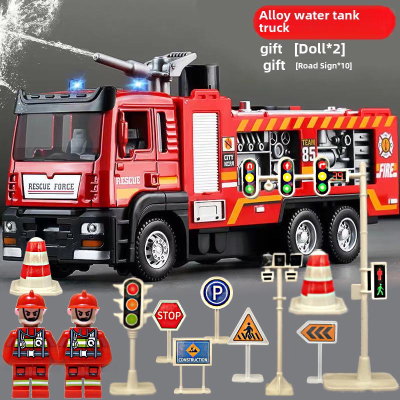 Firefighting Simulation Model: Alloy Fire Truck with Ladder, Water Tanker, Light, Music, and Pull-Back Action.