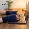 Solid Color Casual Winter Mittens 1 Pair Fingerless Gloves, Warm Half Finger Mittens, Thermal Protection Gloves for Soft Fuzzy Fleece Driving Writing