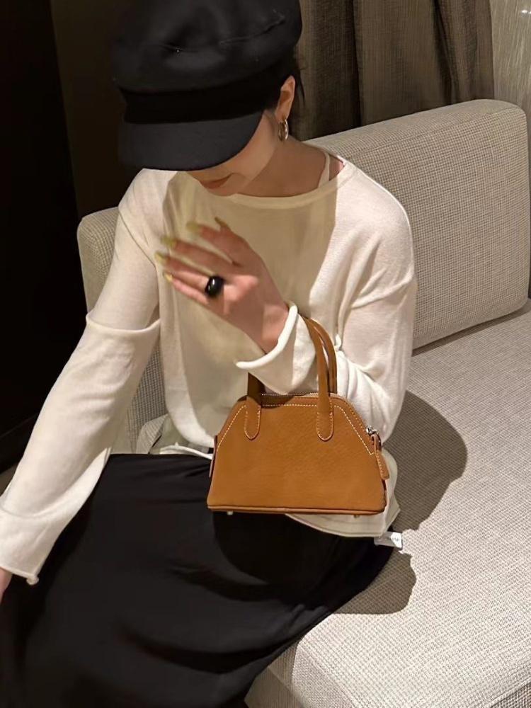 

Vintage Matte Shell Square Women s Handbag High Texture Soft Leather Shoulder Crossbody Bag Solid Color Fashionable Commuter Bag
