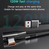 120W USB Type C Cable Super Fast Charging 180° USB C To C USB Cable Quick Charge For Iphone 15 Huawei Samsung Game Data Cable 2M