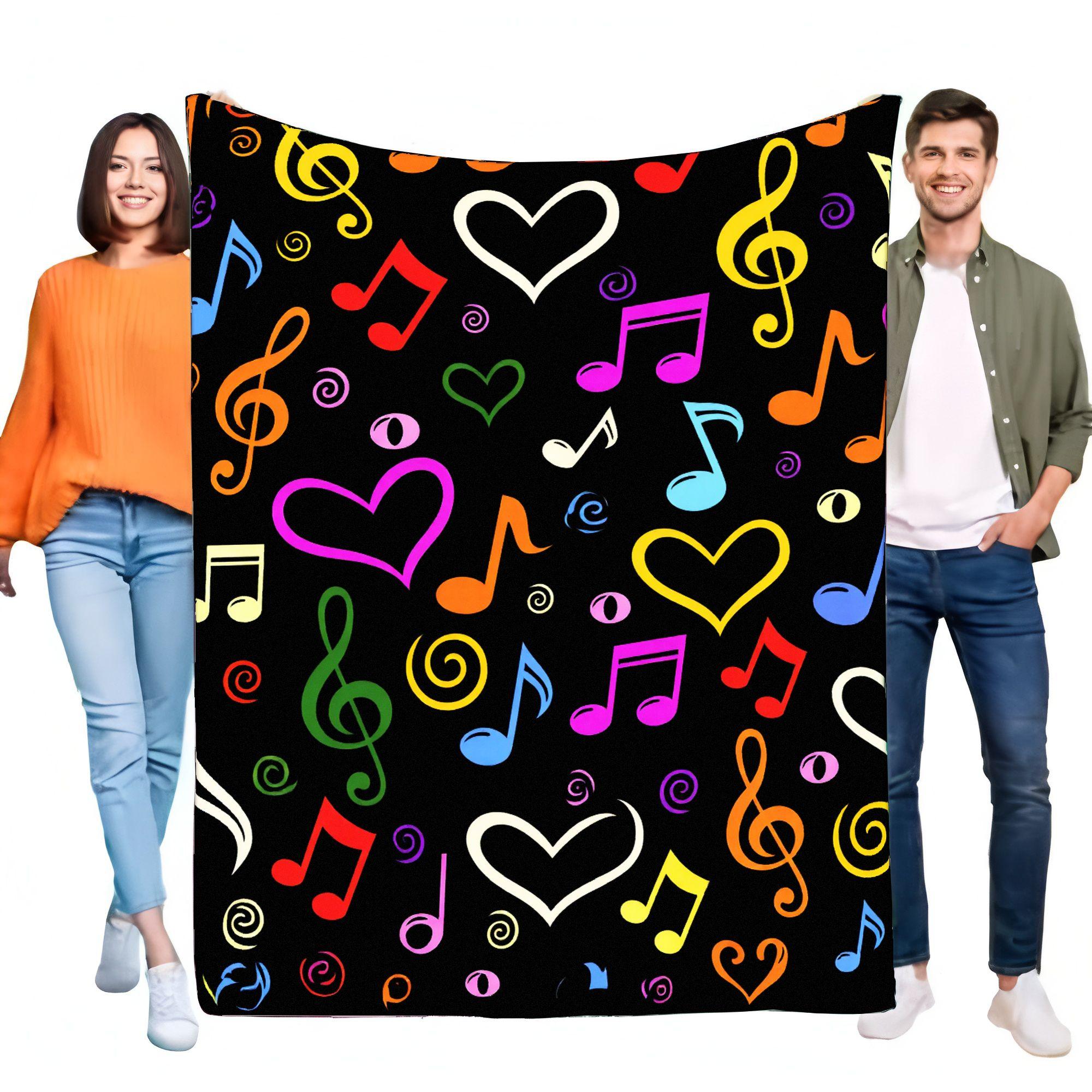 Colorful Music Notes Blanket Soft Cozy Bed Sofa Throw Perfect Gift for Music Lovers Lightweight and Stylish Home Decor 75x90cm