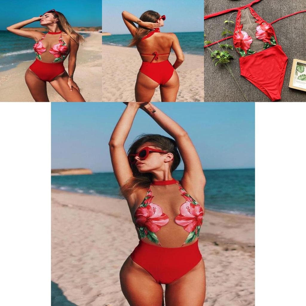 Stylish Women's One Piece Beach Swimsuit Swimwear Bathing Monokini Padded Bikini Flower For Effortless Summer Elegance