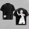 Maglietta Grafica Unisex Vintage Lavata Oversize Cotone Manica Corta Harajuku Streetwear Top Casual Erza Scarlet di Fairy Tail Anime
