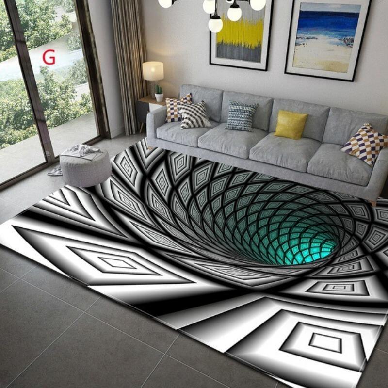3D Visual Illusion Non-Slip Rug Modern Living Room Carpet Sofa Mat Bedroom Floor Covering Traditional Home Decor Fashion Beauty