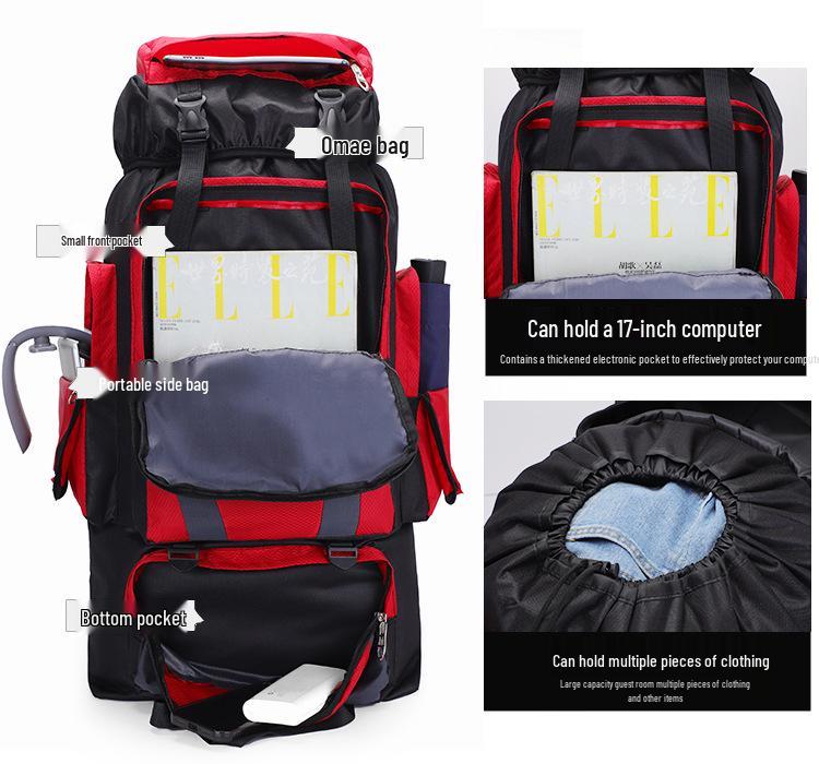 80L Venkovský turistický batoh - Velká kapacita, Unisex cestovní batoh pro kempování a sport