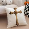 bBaroque Gold Cross European Style Cushion Cover Throw Pillow Cover Hidden Button Durable Polyester Chair Cushion