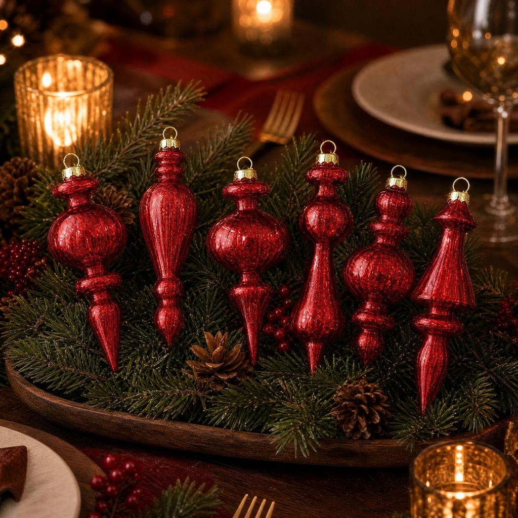 6 Pieces Glass Ornaments Light-Catching for Garland Decor, Mantel Displays