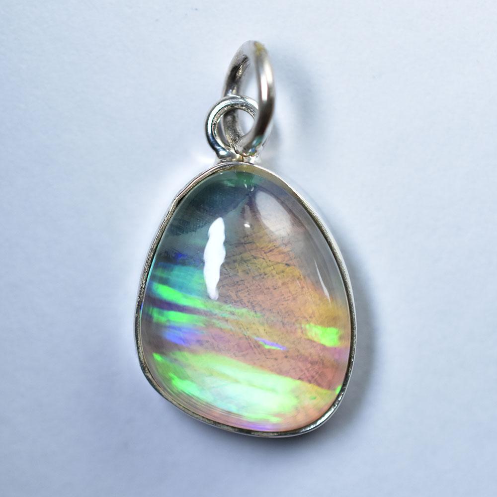 19.8 Ct Natural Multicolor Fire Opal 925 Sterling Silver Pendant