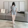 Athleisure Suit for Women Summer Korean Style Loose Fashion Student Short-sleeved Shorts Two-piece Set