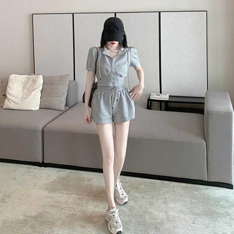Athleisure Suit for Women Summer Korean Style Loose Fashion Student Short-sleeved Shorts Two-piece Set