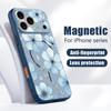 Lovely Sky-blue Flowers Pattern Case For iPhone 17 Pro Max Magnetic For Magsafe Skin Feeling Cover For iPhone 16 15 14 13 Pro Max