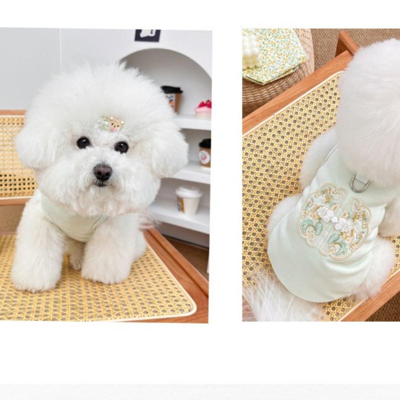 Pet Guofeng Traction Vest Spring and Summer Cat and Dog Embroidered New Chinese Style