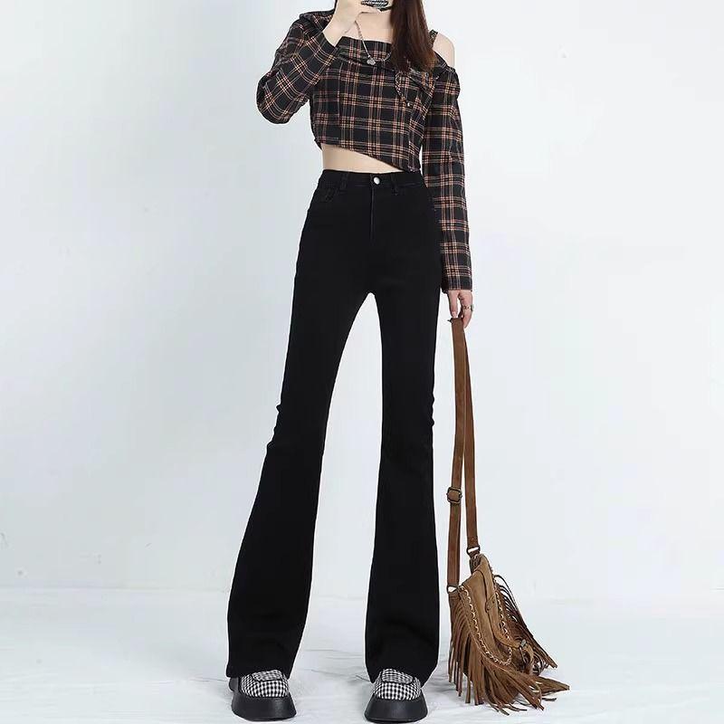 Women s High Waist Slimming Flare Jeans - Retro Micro Style for Spring & Autumn 2025 L