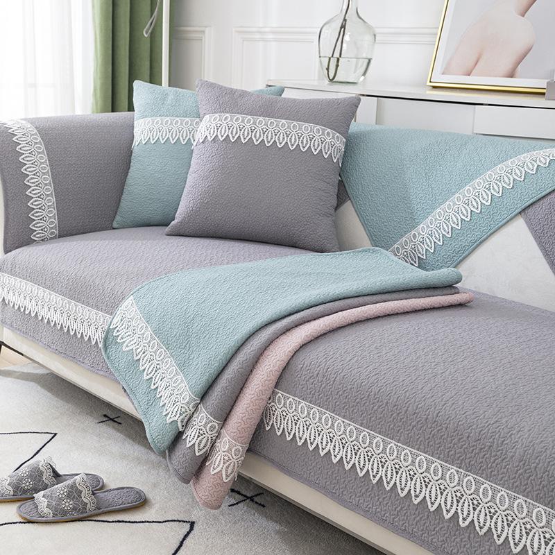 Pure Cotton Sofa Cushion for All Seasons, Non-slip, Simple Modern Cushion, Winter Leather Sofa Cover, Cloth Towel