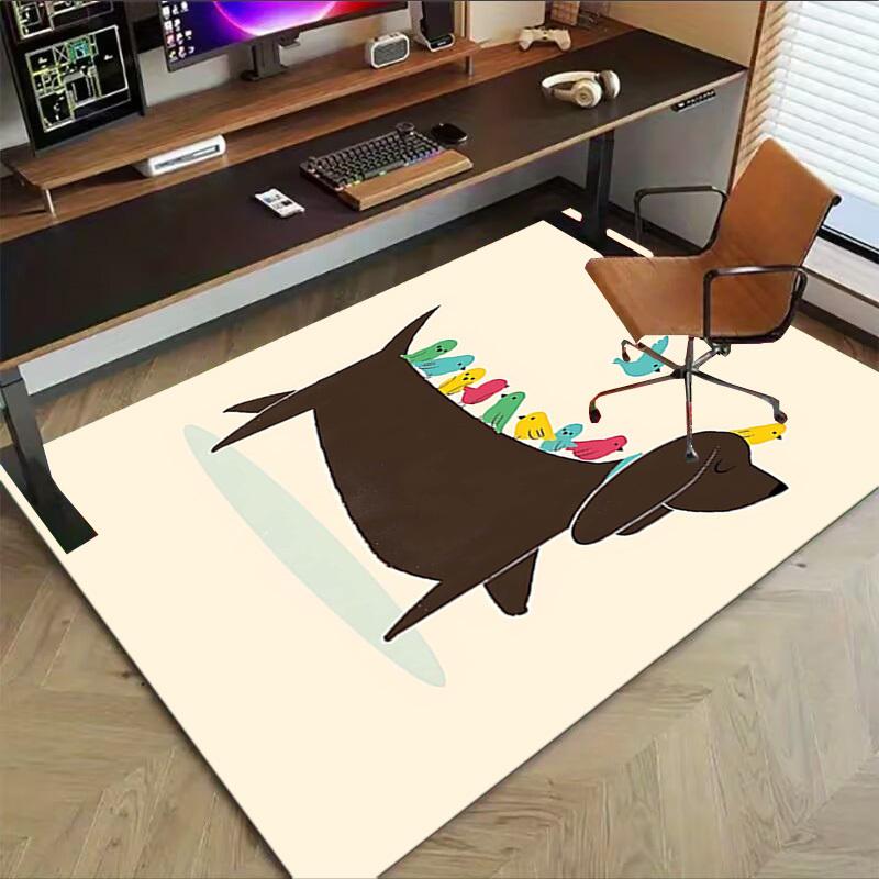 1PC Dachshund Non-Slip Floor Carpet Compatible for Office&Living Room&Bedroom&Dining room - Flat- Soft & Pattern, Vibrant Colors-W291