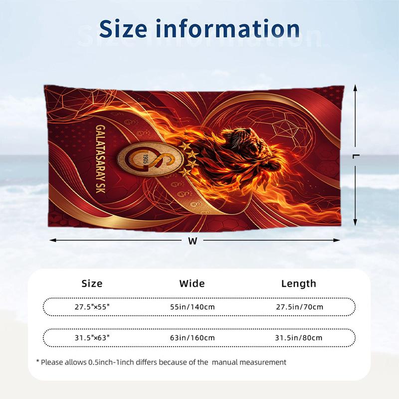 Stampa FC Galatasaray Asciugamano da Spiaggia Quick Dry Microfibra Assorbente Portatile da Viaggio Asciugamano per Nuoto