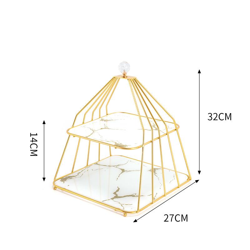 

Luxury Metal Fruit Tray Double Layer Snack Plate for Living Room Afternoon Tea Dessert Display