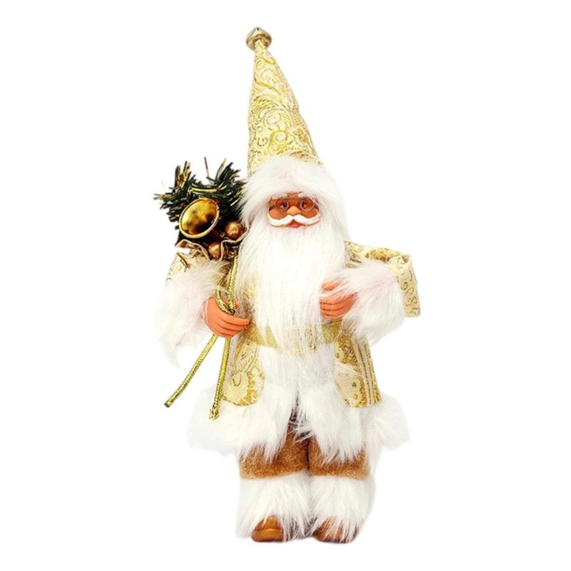 Christmas Festives Santa Ornament 11Inch Fabric Figurine Holiday Decoration For Indoor Photography And Party Themes
