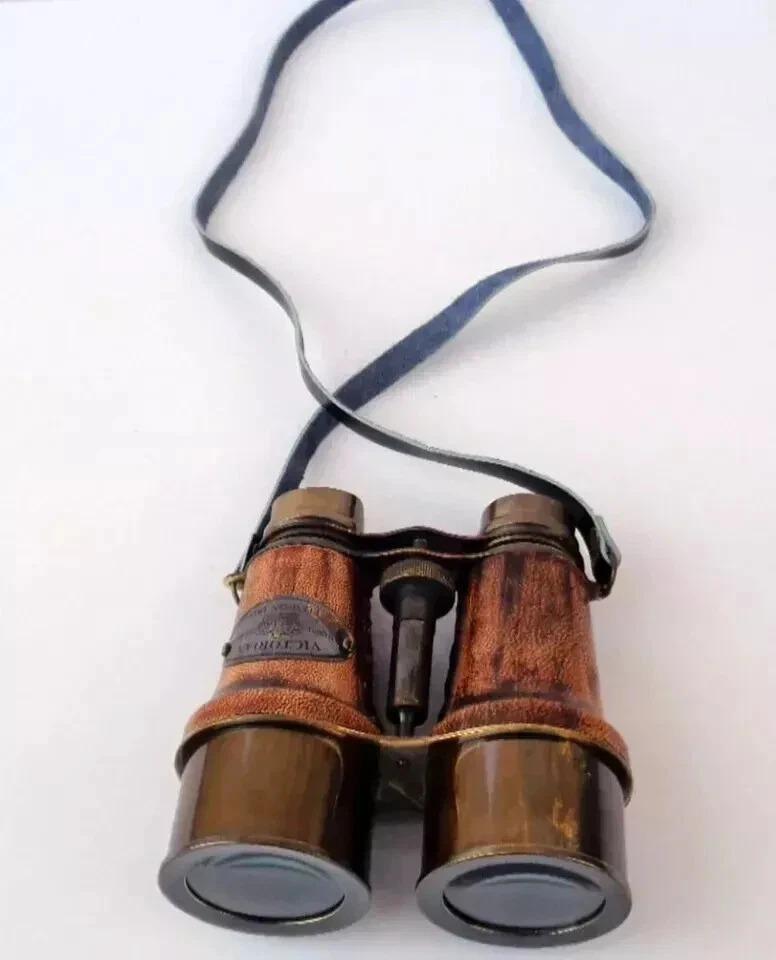 Binoculars Antique Finish Vintage Gift Telescope Leather