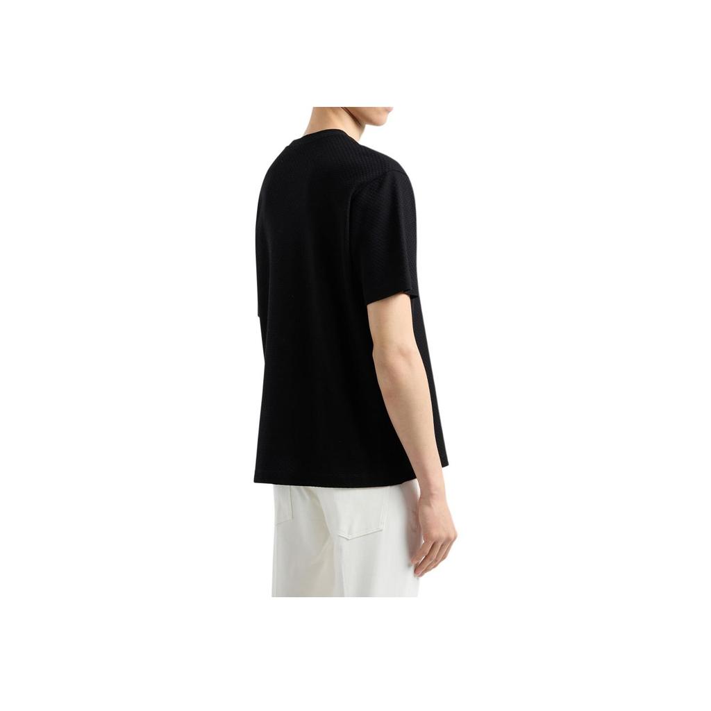 Emporio Armani Solid Color Straight Cut Pullover Round Neck Short Sleeve T-Shirt Men Tops Black 6D1T7P-1JHIZ-0028