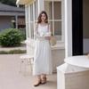 New French Off-the-shoulder Lace Dress Women's Spring New Temperament Beautiful Fairy Seaside Vacation Pine