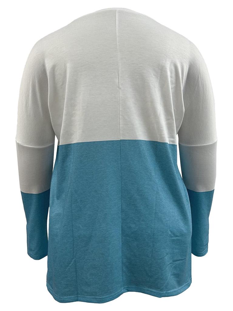 2025 Plus Size Women's Holiday Patchwork Heart Cartoon Long Sleeve Top