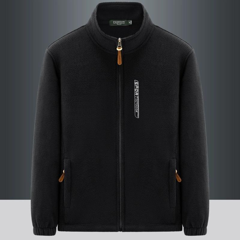 Men Autumn And Winter Clothes Velvet Warm Cardigan Sweatshirt Polar Fleece Jacket Outdoor Sports Stand-up Collar Top Large Size