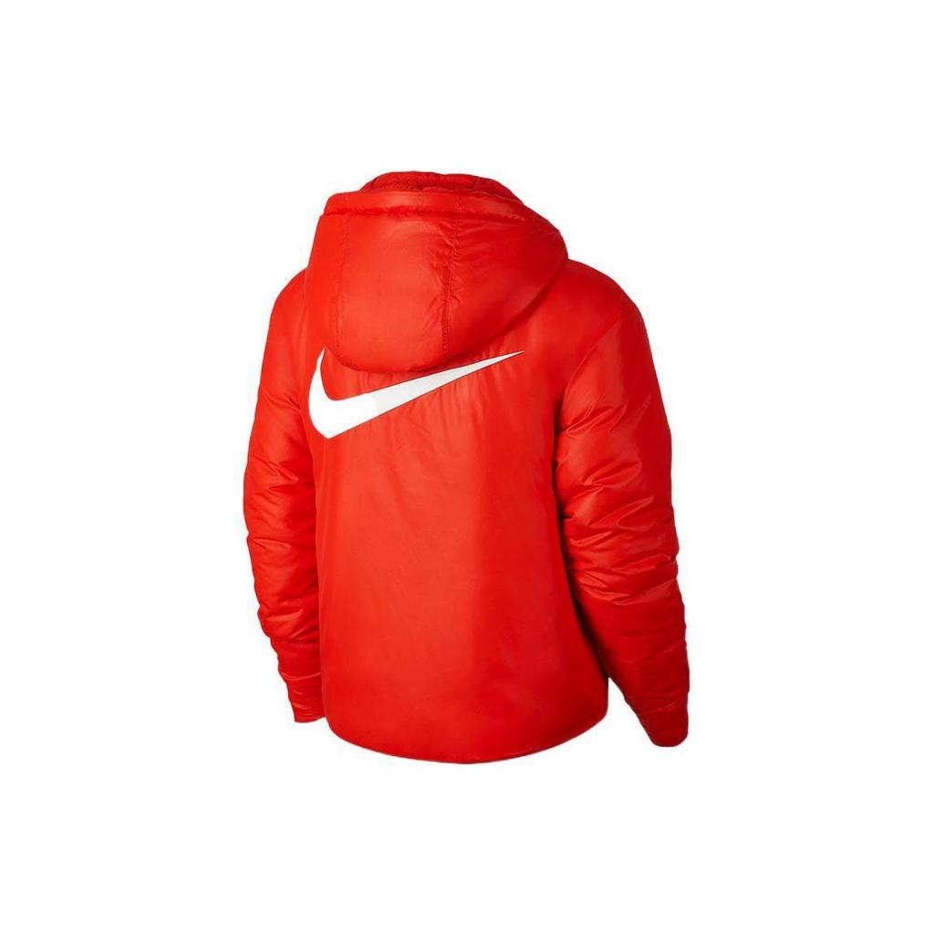 Nike Solid Color Logo Print Reversible Hooded Cotton Jacket Winter Women Jackets Orange CD9044-634