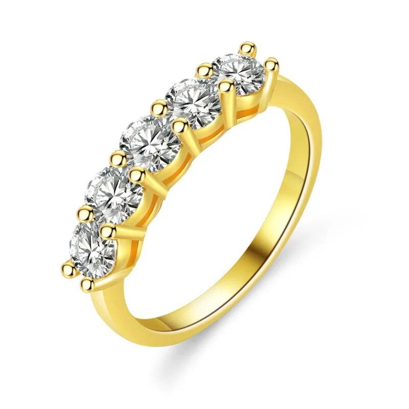 

Bague Ringen S925 Sterling Silver Set Moissanite Row Diamond Female Light Luxury All-in-one Wear Ring 7 золотий