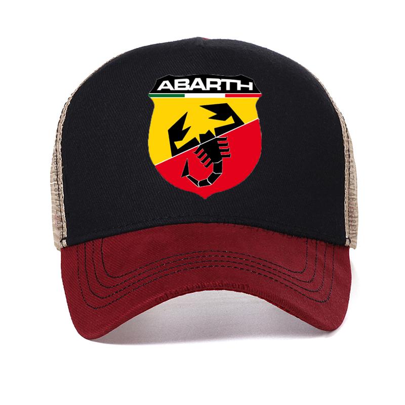 

Новая модная летняя бейсболка Abarth Крутая кепка Abarth для мужчин с сеткой для улицы Дышащая кепка тракер Повседневная кепка Snapback Adjustable красный