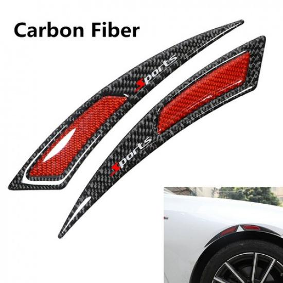 2Pcs Carbon Fiber Car Body Wheel Eyebrow Arch Protector Strip Lips Fender Flares