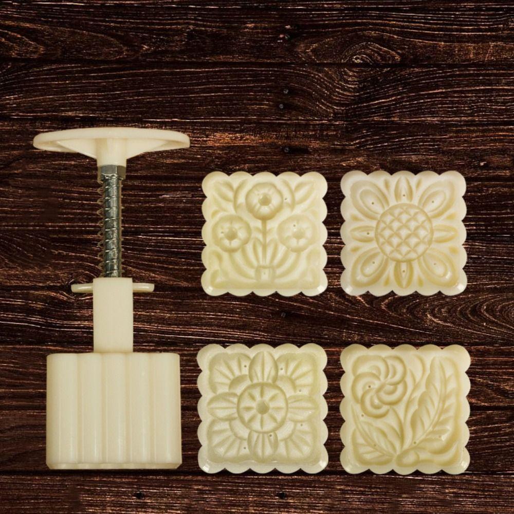 Flower Shaped Moon Cake Mold Creative Cookie Stamp Mold  Mid-Autumn Festival