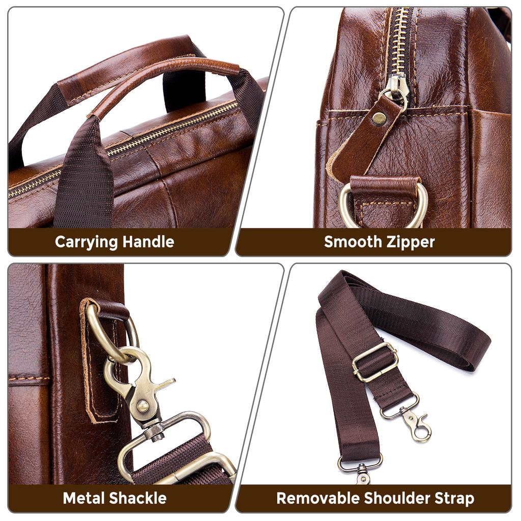 Men Leather Messenger Bag Satchel Bag Crossbody Shoulder Bag for Office School College Business