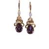 Amethyst Drop Earrings Zircon Ear Hook Color Hoop Earrings Long Earrings Banquet Women's Earrings