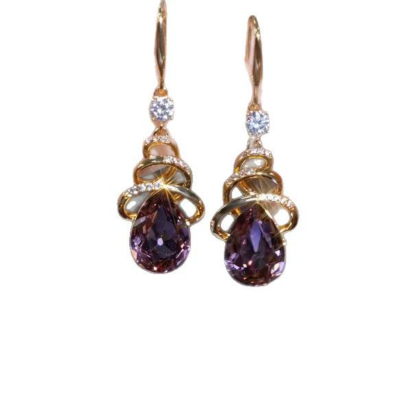 Amethyst Drop Earrings Zircon Ear Hook Color Hoop Earrings Long Earrings Banquet Women's Earrings