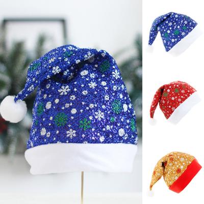 Santa Claus Cap All Match Comfy Men Women Colorful Snowflakes Pattern Thick Christmas Hat for Party EMA