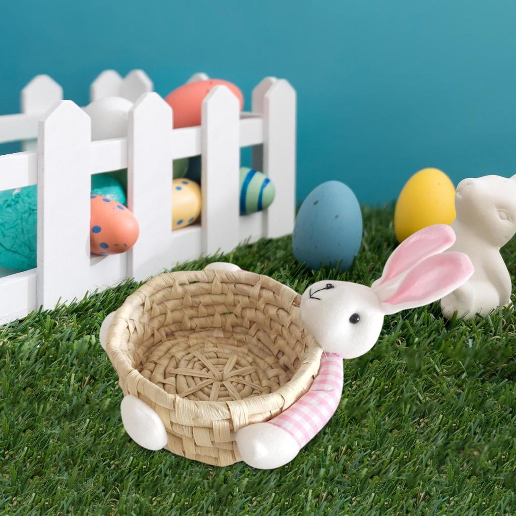 Easter Basket Bunny Shape Decorative Storage Rustic Cute Reusable Candy Gift