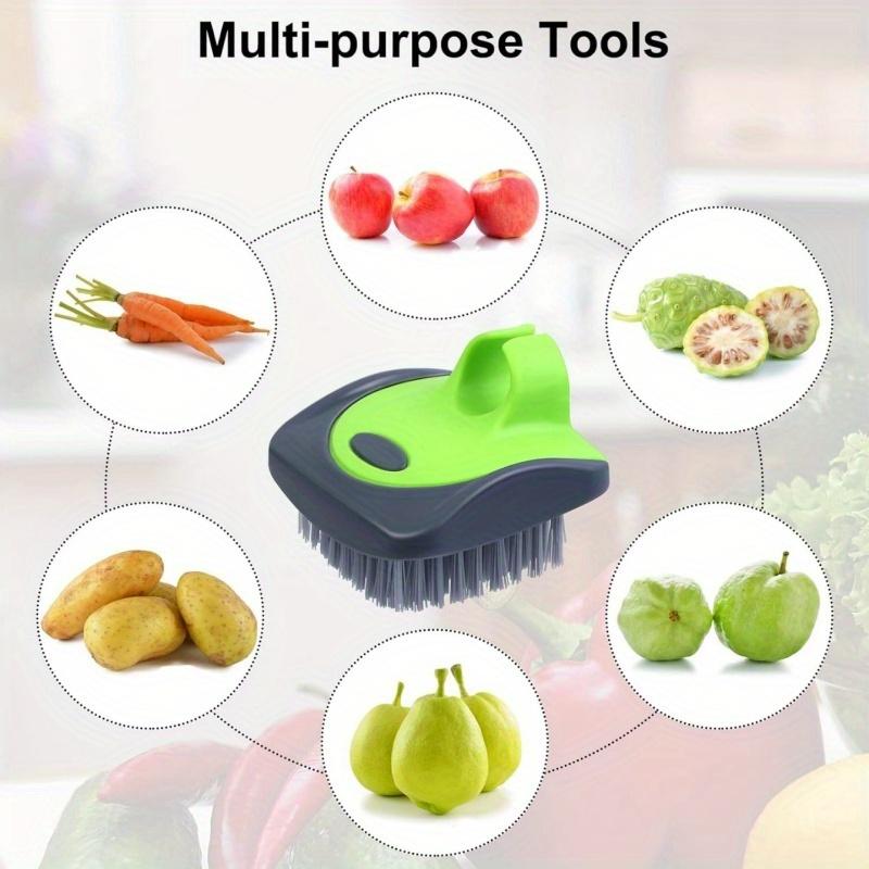 1 PC/2PCS Multi Purpose Vegetable Brush Set Plastic Handle,Non Electric Reusable Fruit and Potato Scrubber with Medium Firmness Bristles,Silicone Edge