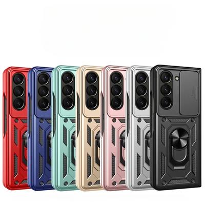 Shockproof Armor Slide Lens Phone Case for Samsung Galaxy Z Fold 6 5 4 3 5G Magnetic Ring Holder Stand Cover Shell for Fold6