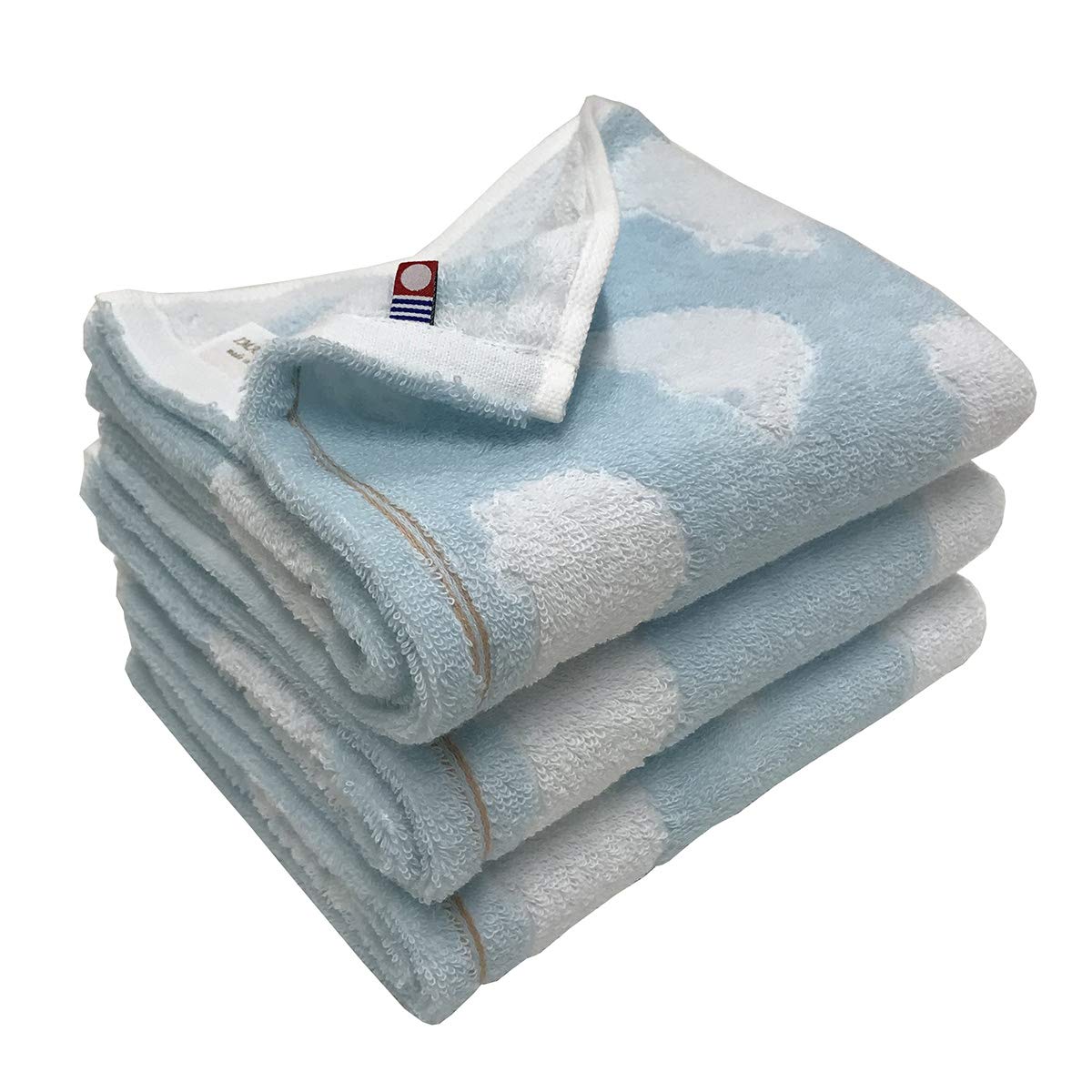 

Imabari Towel Brand Certified Hedgehog Face Towels, Set of 3, 34x80cm (3 Blue Towels)