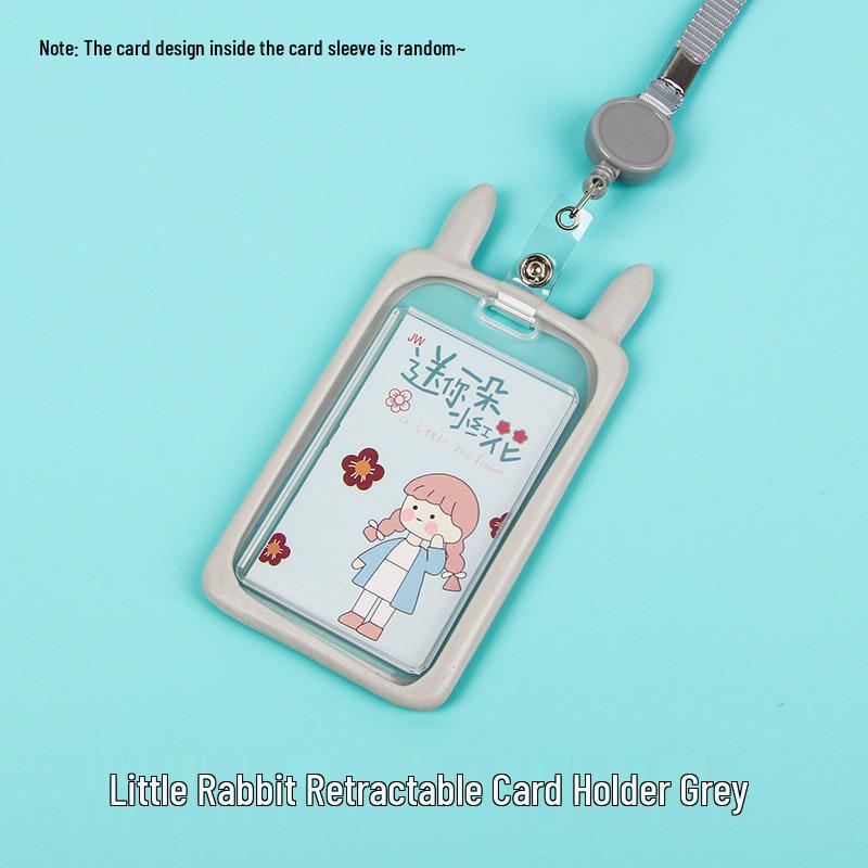 Creative Cartoon ID Card Holder with Lanyard - Cute, Transparent, and Waterproof for Students and Employees