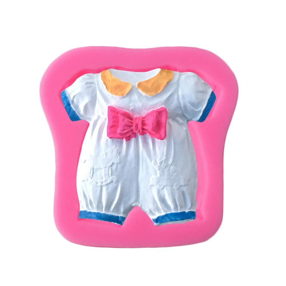 DIY Backwerkzeuge Schleife Babykleidung Fondant Kuchen Schokolade Ton Gips Silikonform für Backzubehör