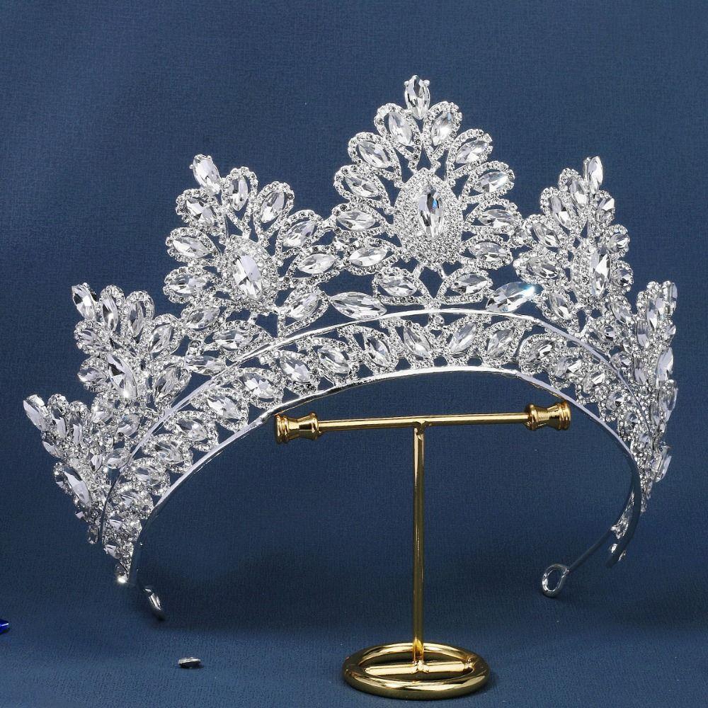 Sparkling Zinc Zinc Alloy Princess Crown Luxury Rhinestone Pageant Diadem Women Hair Hoop  Stage Performances