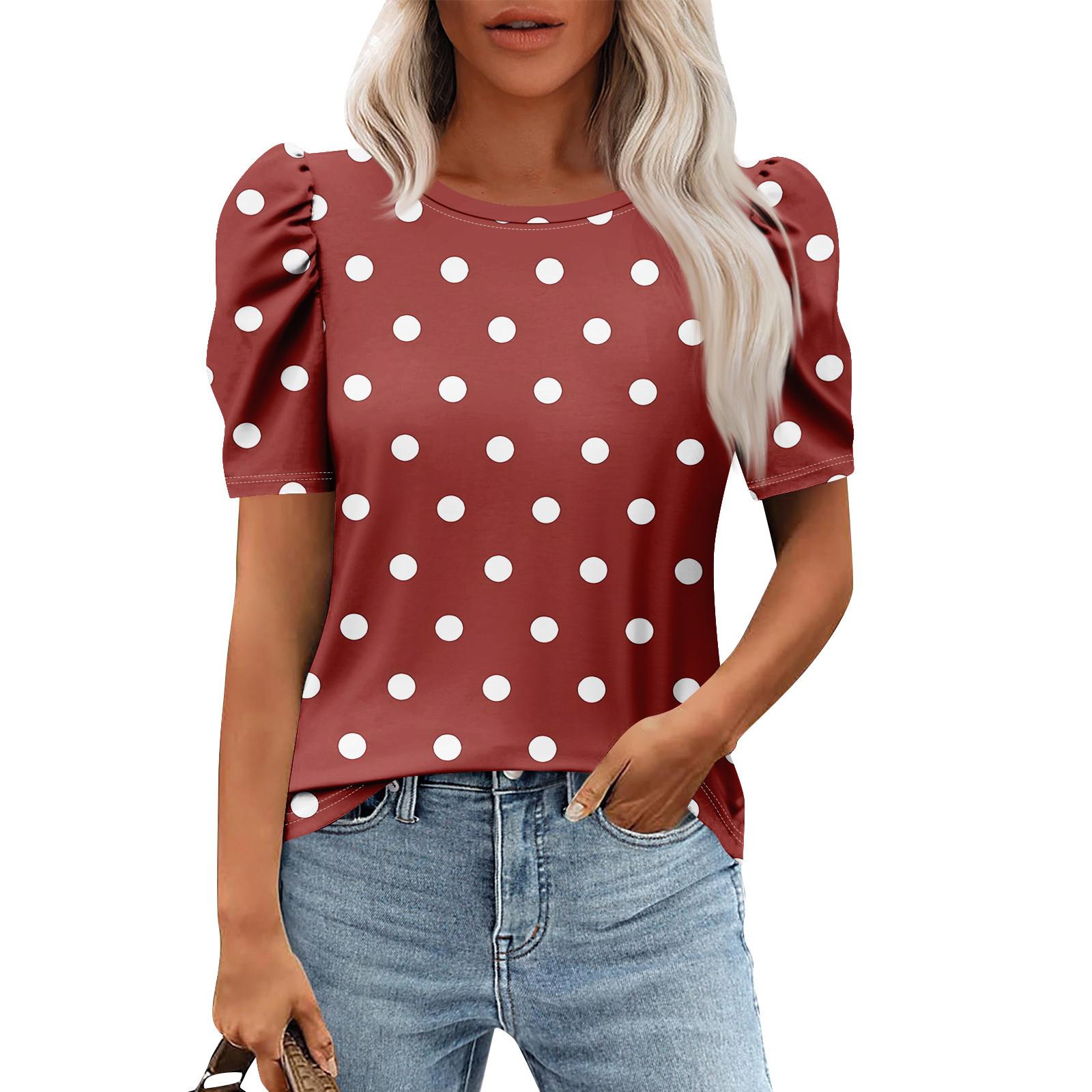 

Женские повседневные топы с коротким рукавом и круглым вырезом с принтом, туники, рубашки, летняя одежда XL