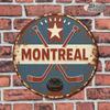 Round Vintage Montreal Hockey Metal Wall Sign Bar Decor