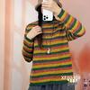 Retro Striped Turtleneck Sweater: Women's Slimming Knitwear for Autumn & Winter 