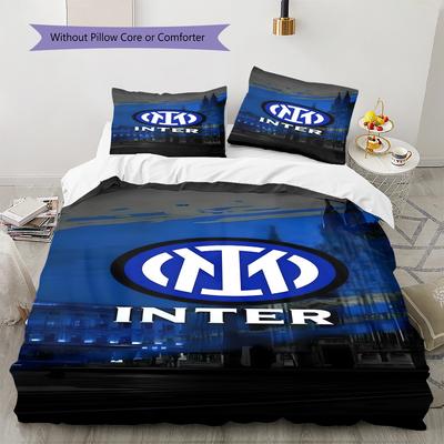 Inter Logo Pattern Bedding Quilt Set Quilt Cover Pillowcase Home Decoration Birthday Gift (1 * Duvet Cover + 2 * Pillowcase, Without Core)