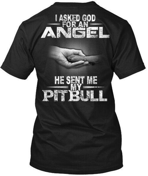 Питбуль Ангел Мама Папа Собака Смешная Футболка  Сделано в США Размер от S до 5XL Унисекс Футболка L