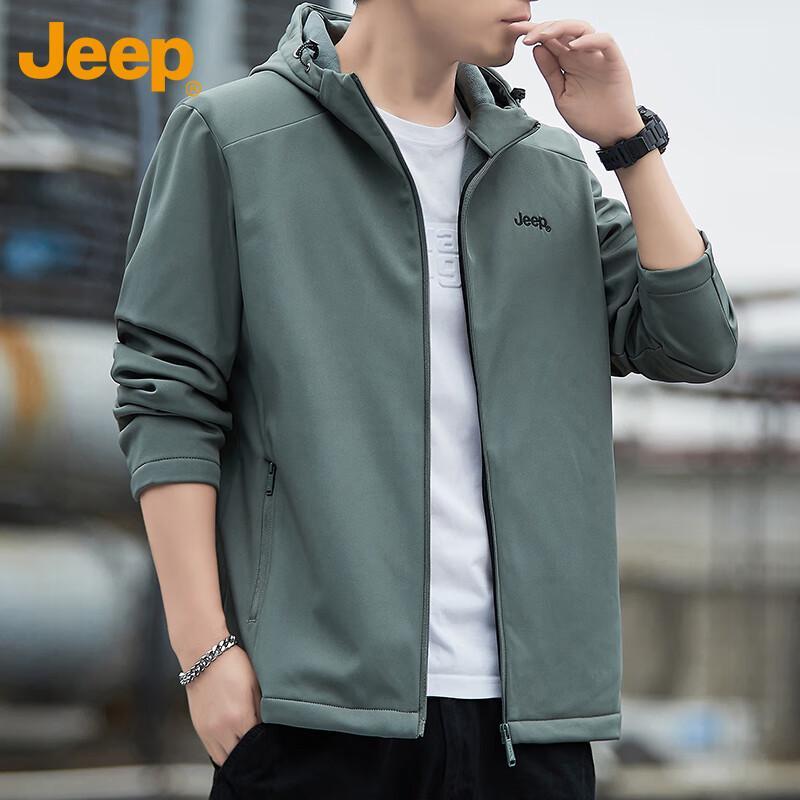 JEEP Men's Hooded Fleece-Lined Softshell Jacket