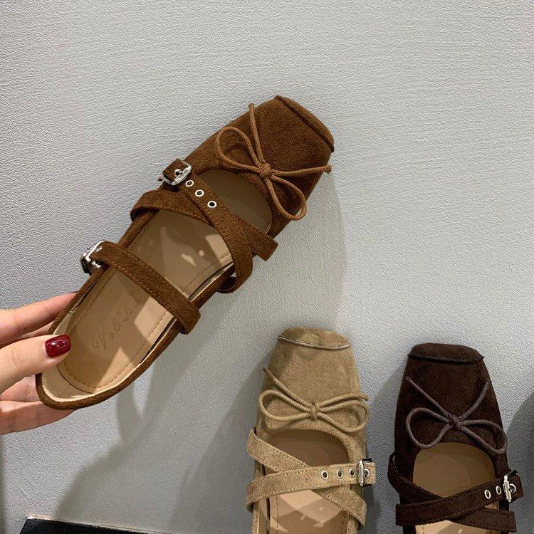 Retro Niche Design Flat-bottomed Square Head Single Shoes Ballet Shoes Early Autumn New French Silver Mary Jane Shoes Women's Shoes